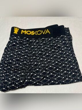 MOSKOVA Black Geometric Boxer Briefs with Yellow Logo